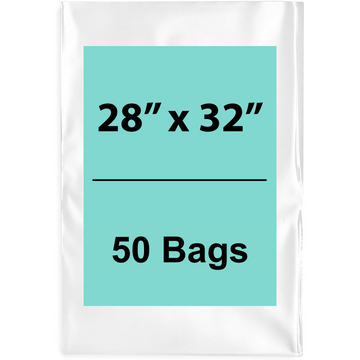 28X32 inches Clear Flat Poly Bags 1.5Mil Open Top (LDPE)